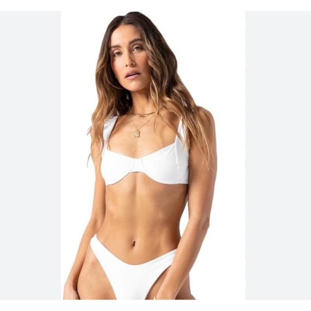 L*Space White Bikini Swim top with texture